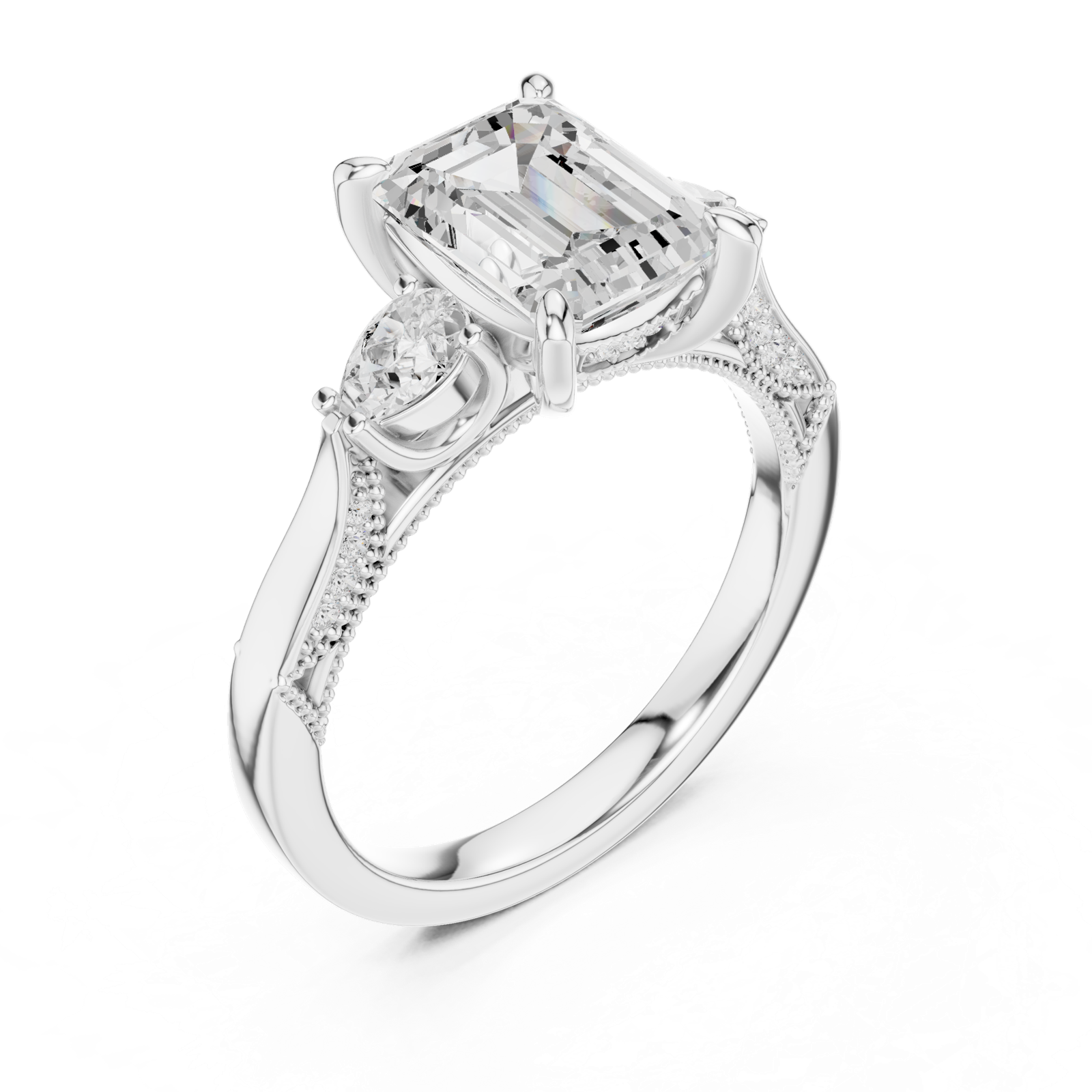 Gold Ring DDLR-1041, White Gold, view 2