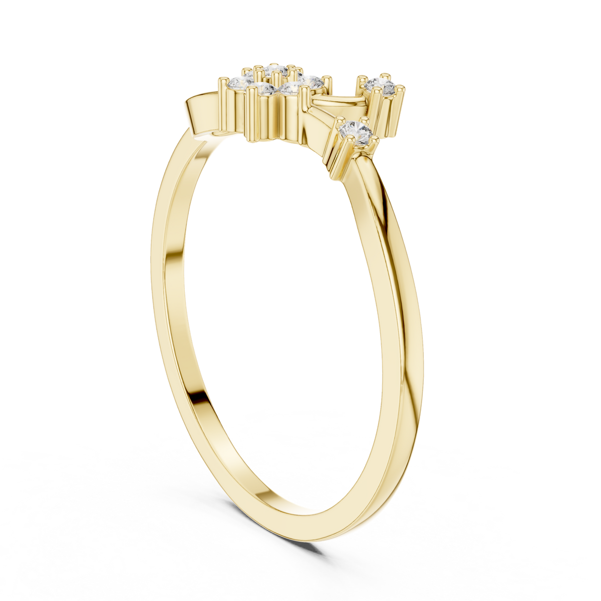 14K Solid Gold Lab Diamond Flower Cluster Ring, Yellow Gold, view 1