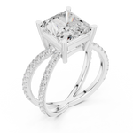 Gold Jewelry L36-25, Radiant center stone, White Gold, view 2