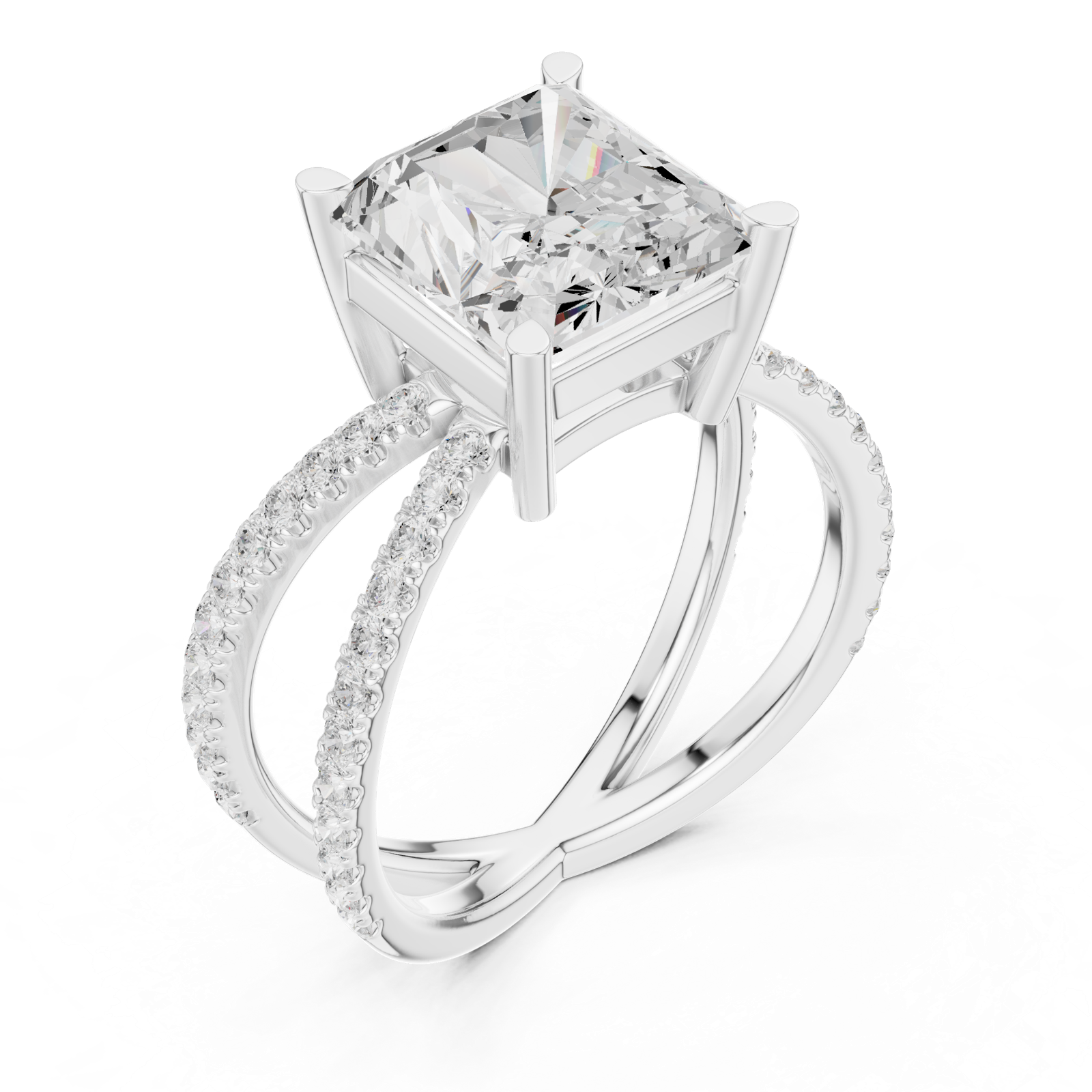 Gold Jewelry L36-25, Radiant center stone, White Gold, view 2