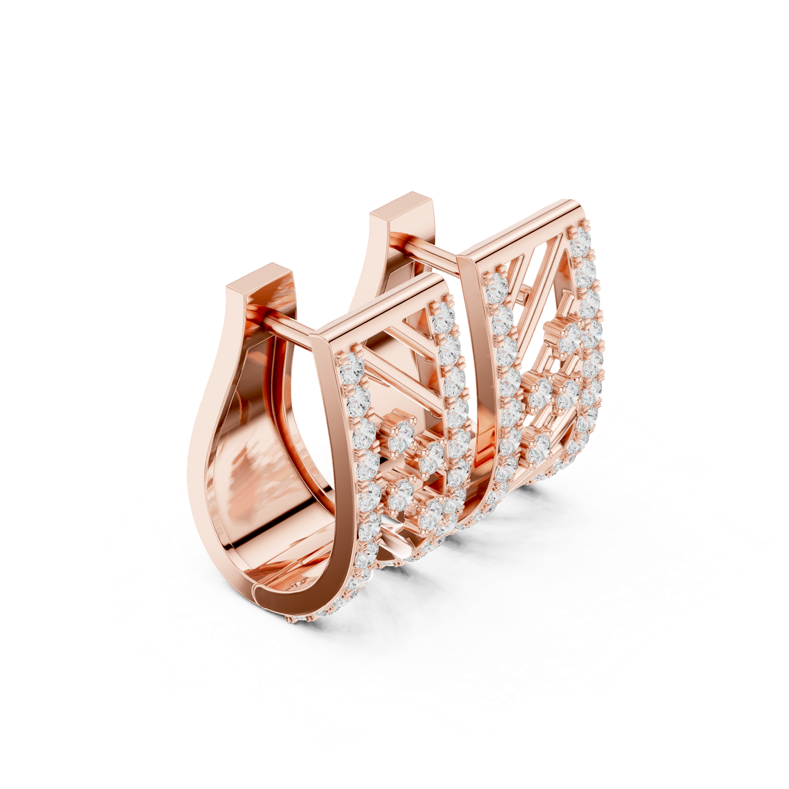 14K Solid Gold Lab Diamond Cluster Earrings, Rose Gold, view 1