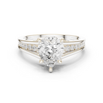 Gold Ring DDLR-253, Pear center stone, White Gold