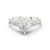 Gold Ring DDLR-253, Pear center stone, White Gold