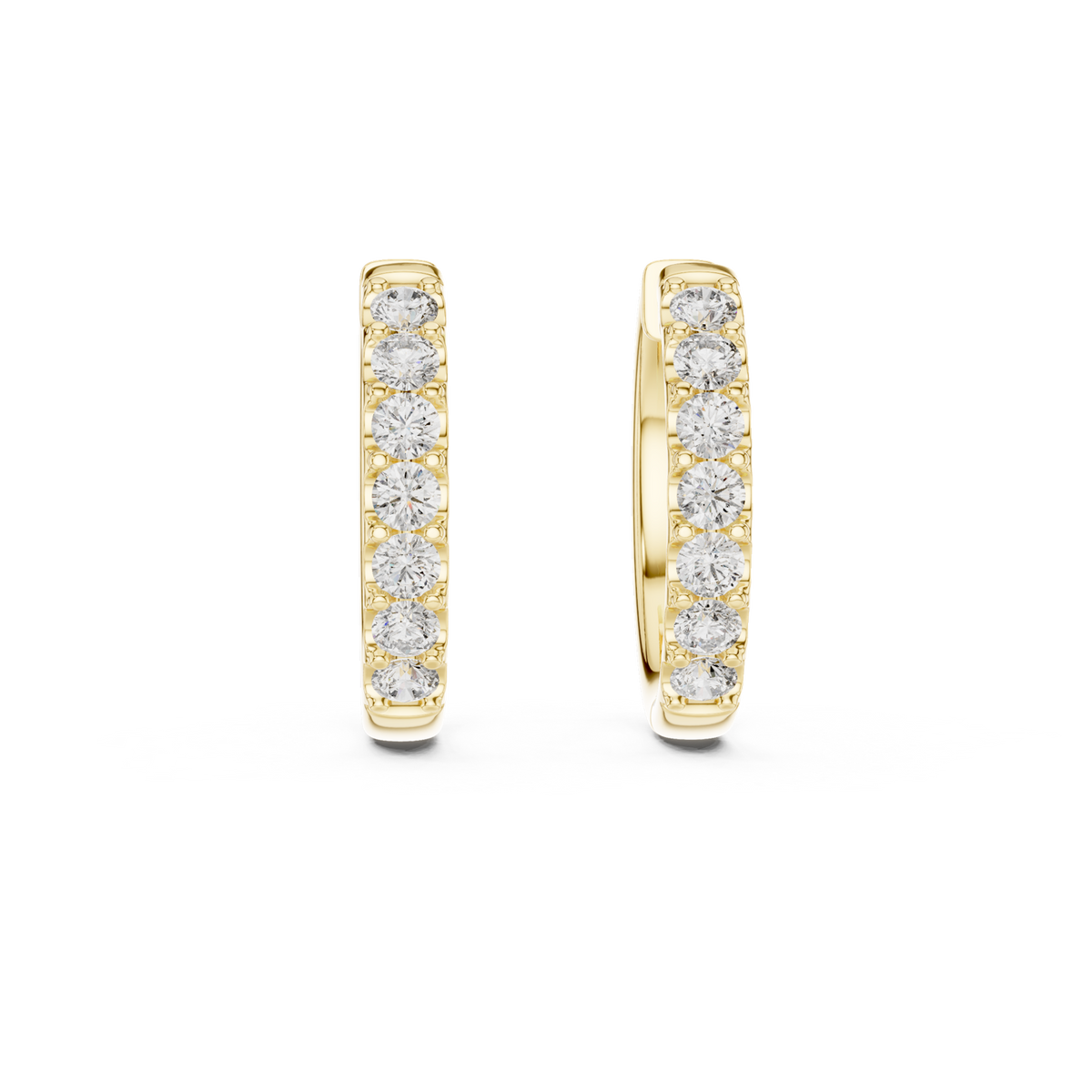 14K Solid Gold Lab Diamond Huggie Earrings, Yellow Gold