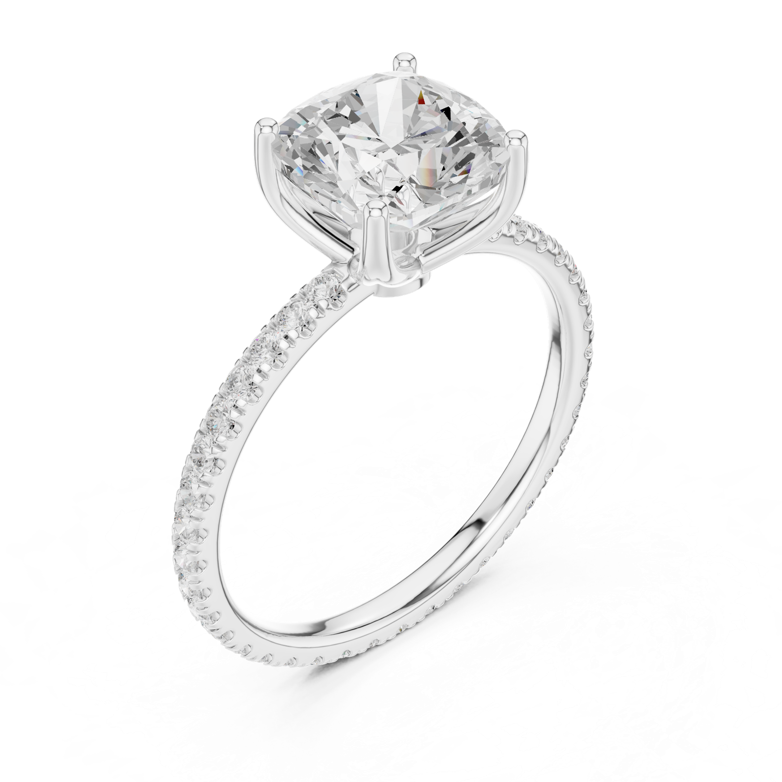 Gold Jewelry, Cushion center stone, White Gold, view 2
