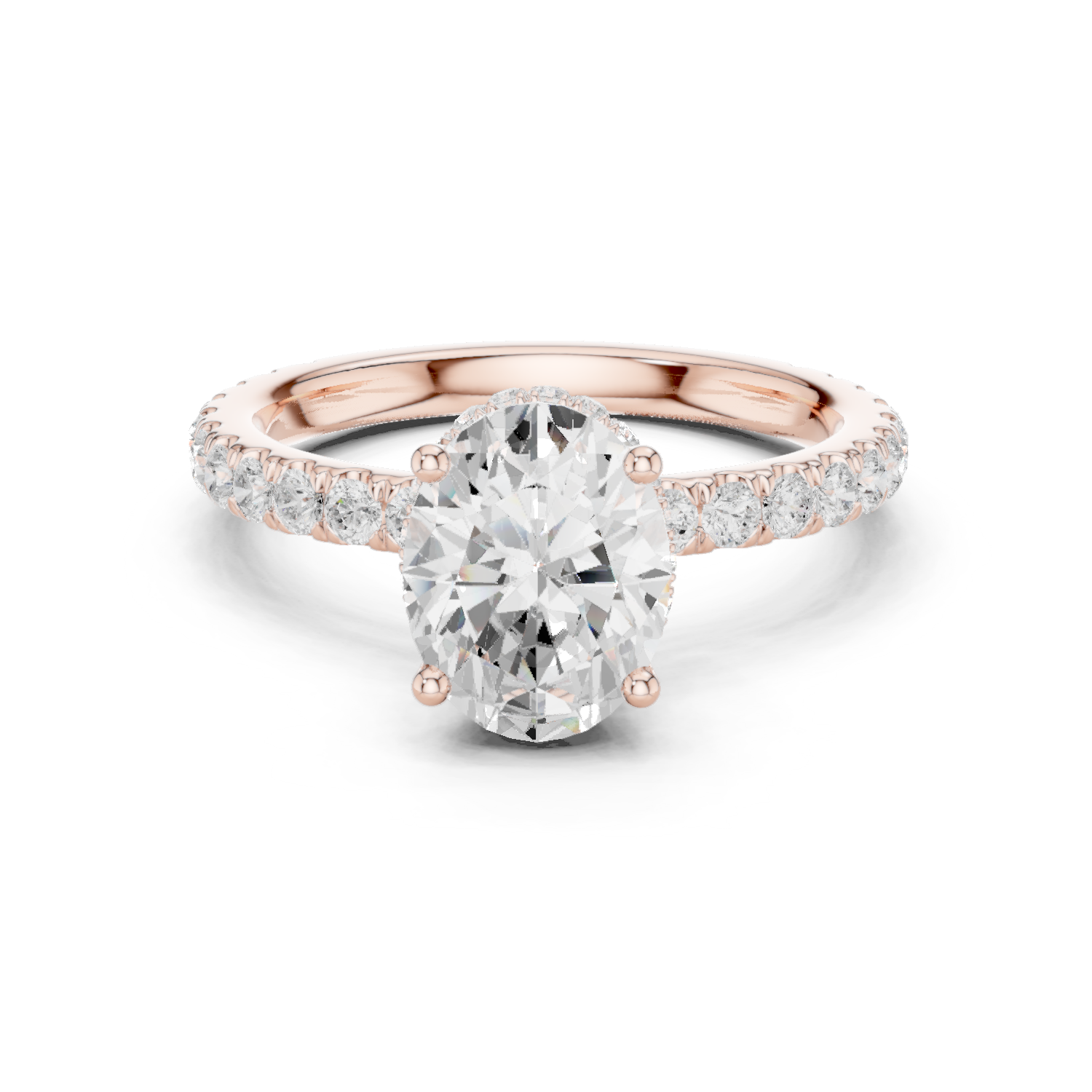 Gold Ring DDLR-165, Oval center stone, Rose Gold