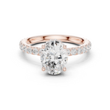 Gold Ring DDLR-165, Oval center stone, Rose Gold