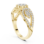 14K Solid Gold Lab Diamond Three-Stone Ring, Yellow Gold, view 1
