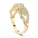 14K Solid Gold Lab Diamond Three-Stone Ring, Yellow Gold, view 1