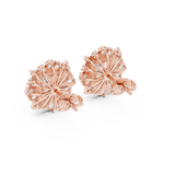 14K Solid Gold Lab Diamond Halo Earrings, Rose Gold, view 3