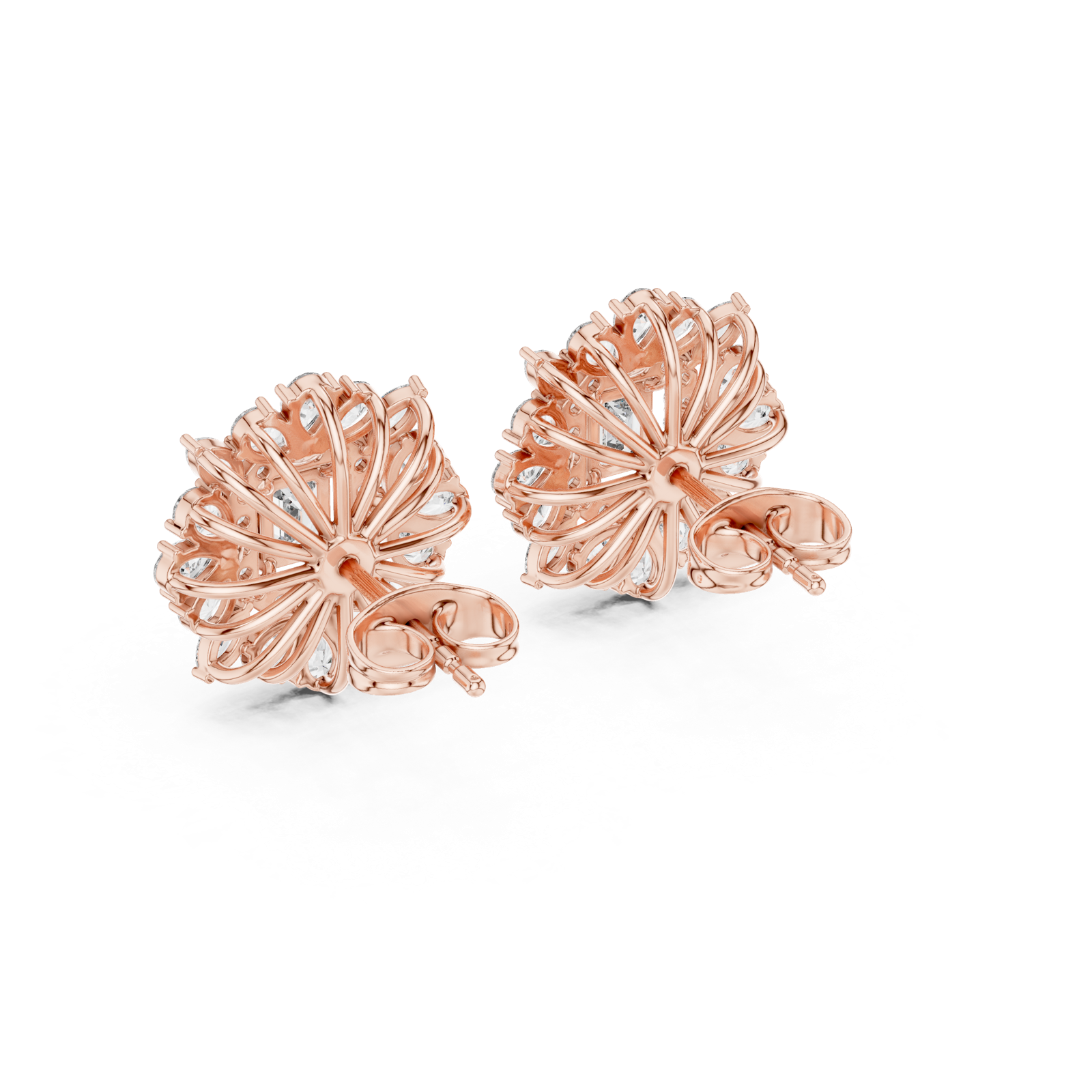 14K Solid Gold Lab Diamond Halo Earrings, Rose Gold, view 3