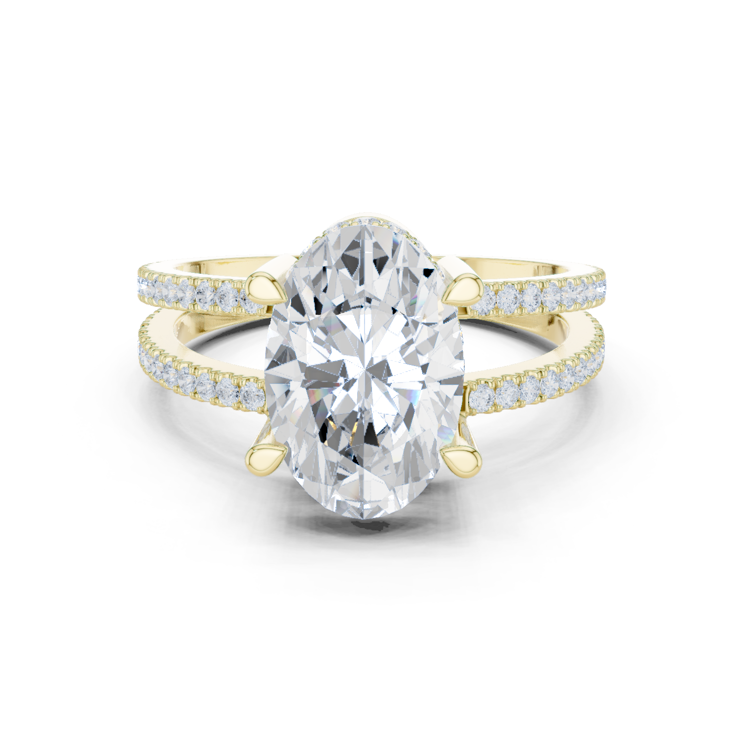 Gold Jewelry L36-13, Oval center stone, Yellow Gold