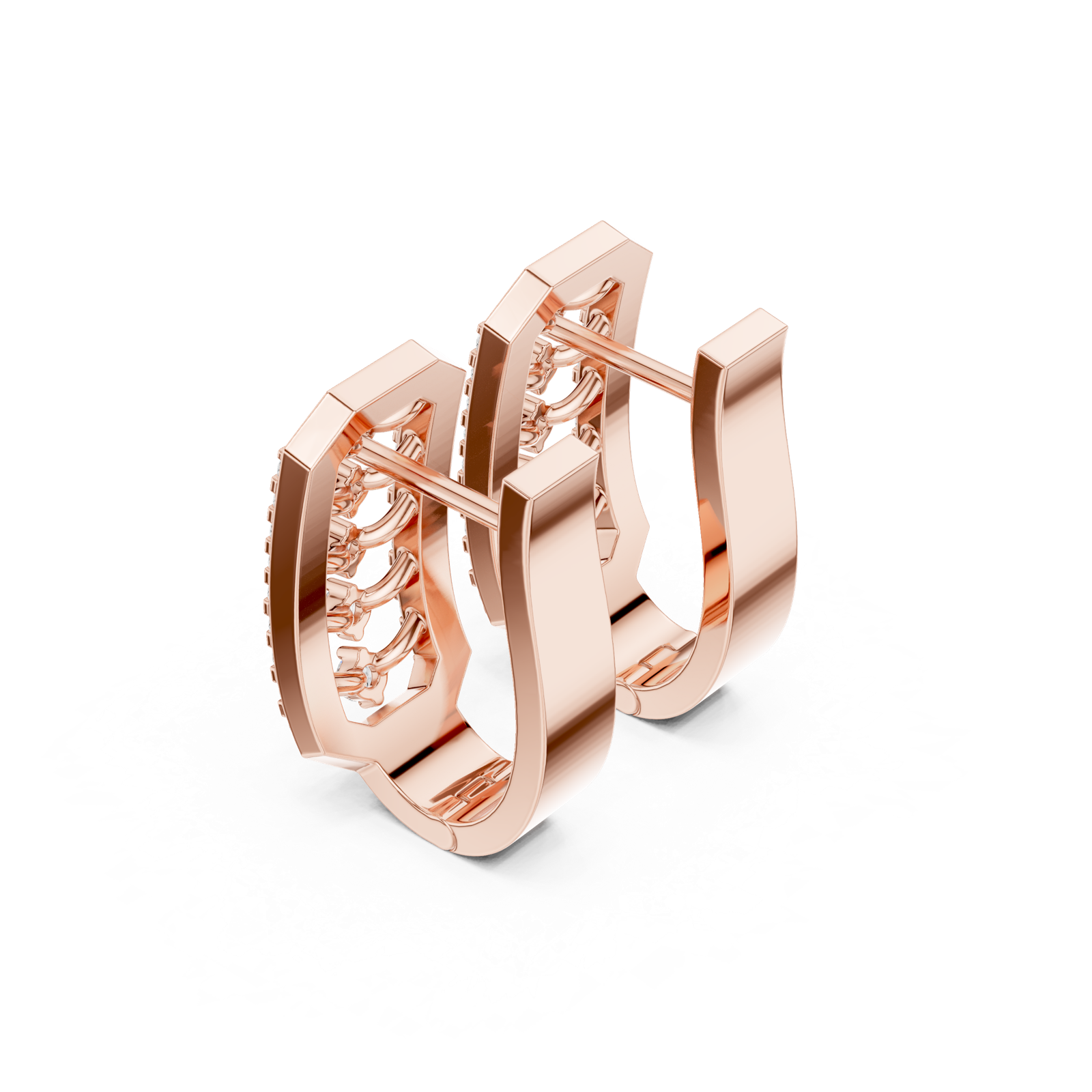 14K Solid Gold Lab Diamond Cluster Earrings, Rose Gold, view 2