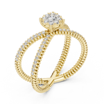 14K Solid Gold Lab Diamond Crossover Ring, Yellow Gold, view 2