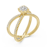 14K Solid Gold Lab Diamond Crossover Ring, Yellow Gold, view 2