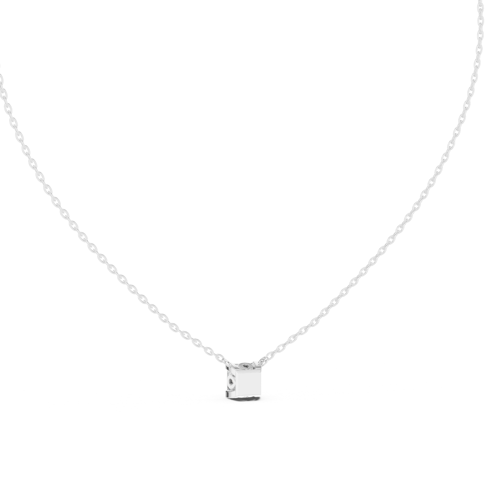 14K Solid Gold Lab Diamond Solitaire Pendant Necklace, White Gold, view 4