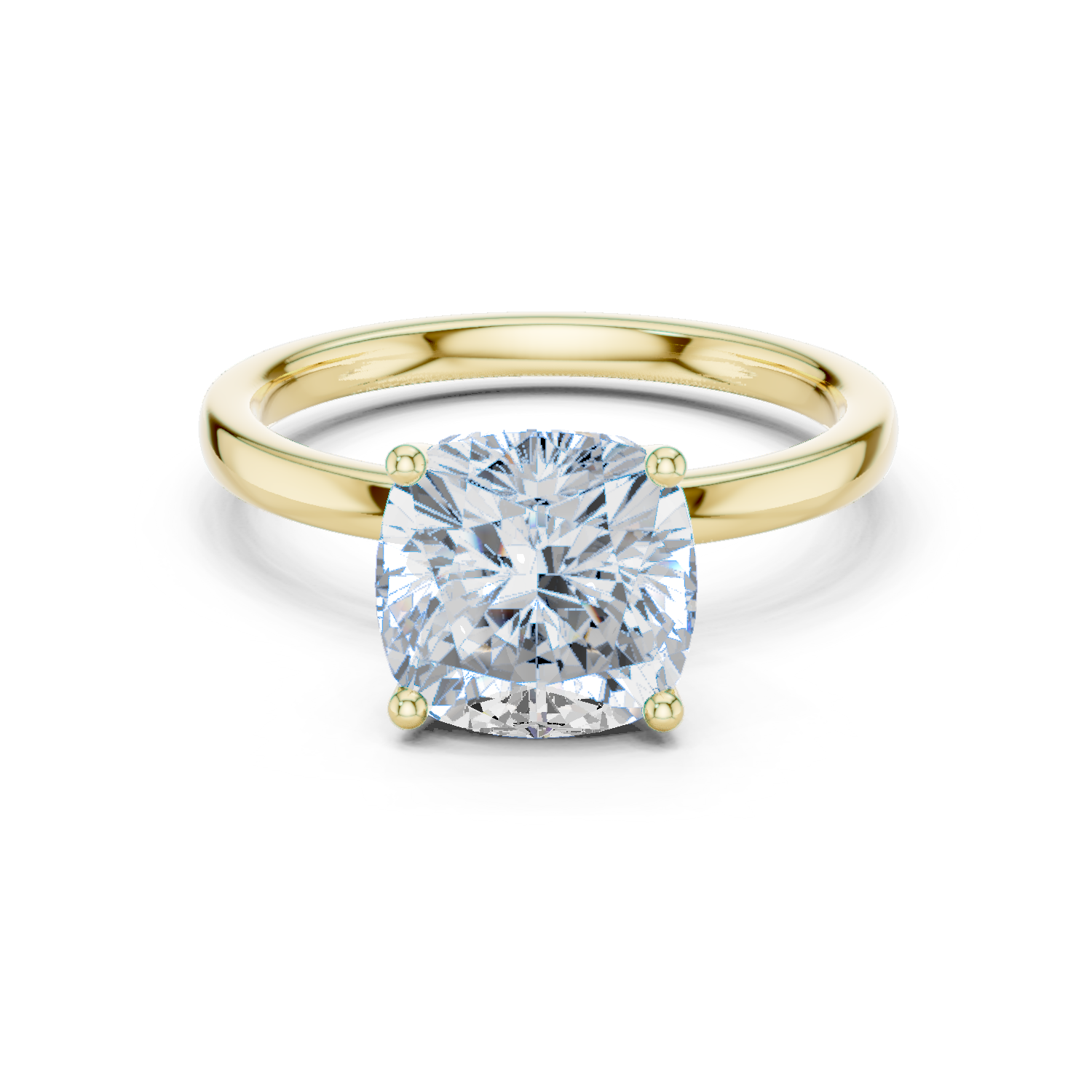 Gold Ring DDLR-170, Cushion center stone, Yellow Gold