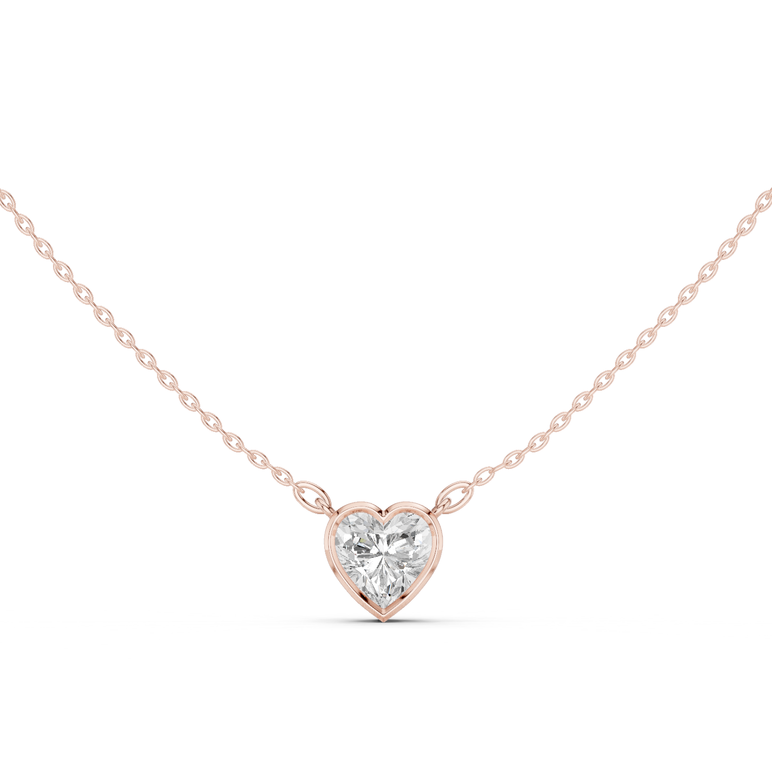 Gold Jewelry, Heart center stone, Rose Gold
