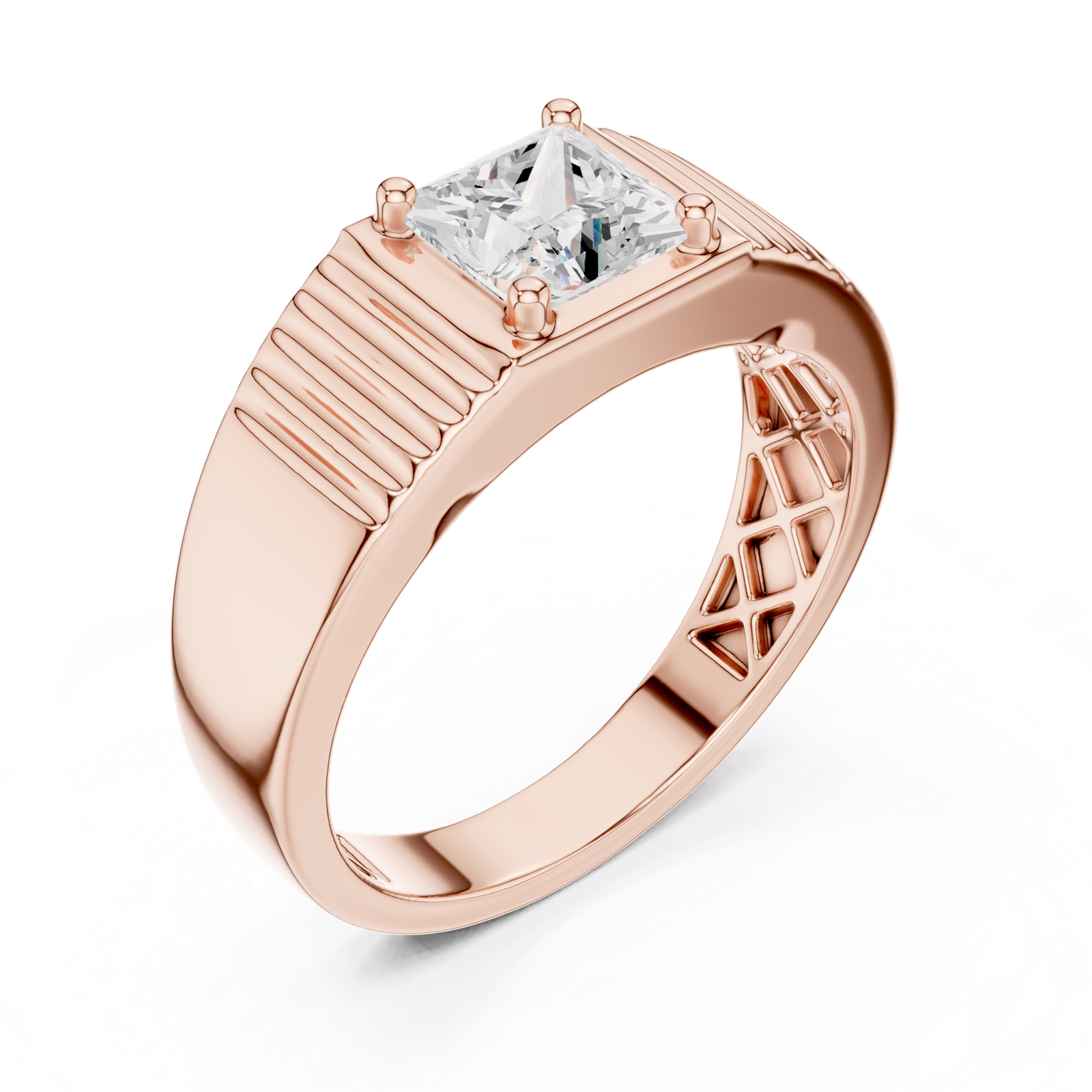 14K Solid Gold Lab Diamond Solitaire Ring, Rose Gold, view 2