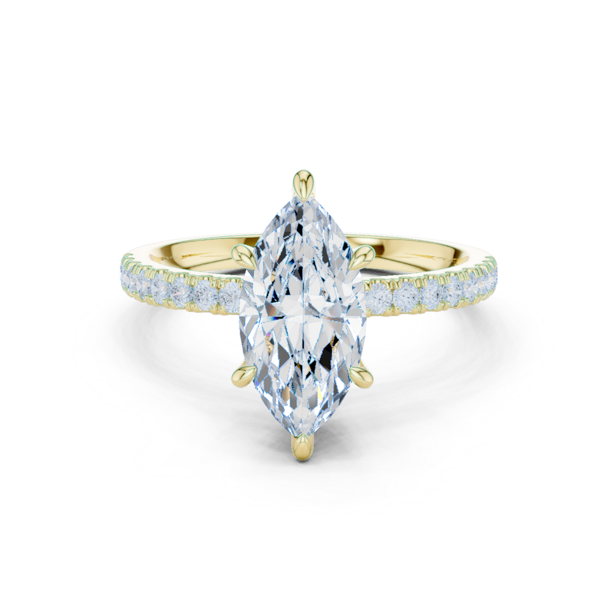 14K Solid Gold Lab Diamond Solitaire Ring, Yellow Gold