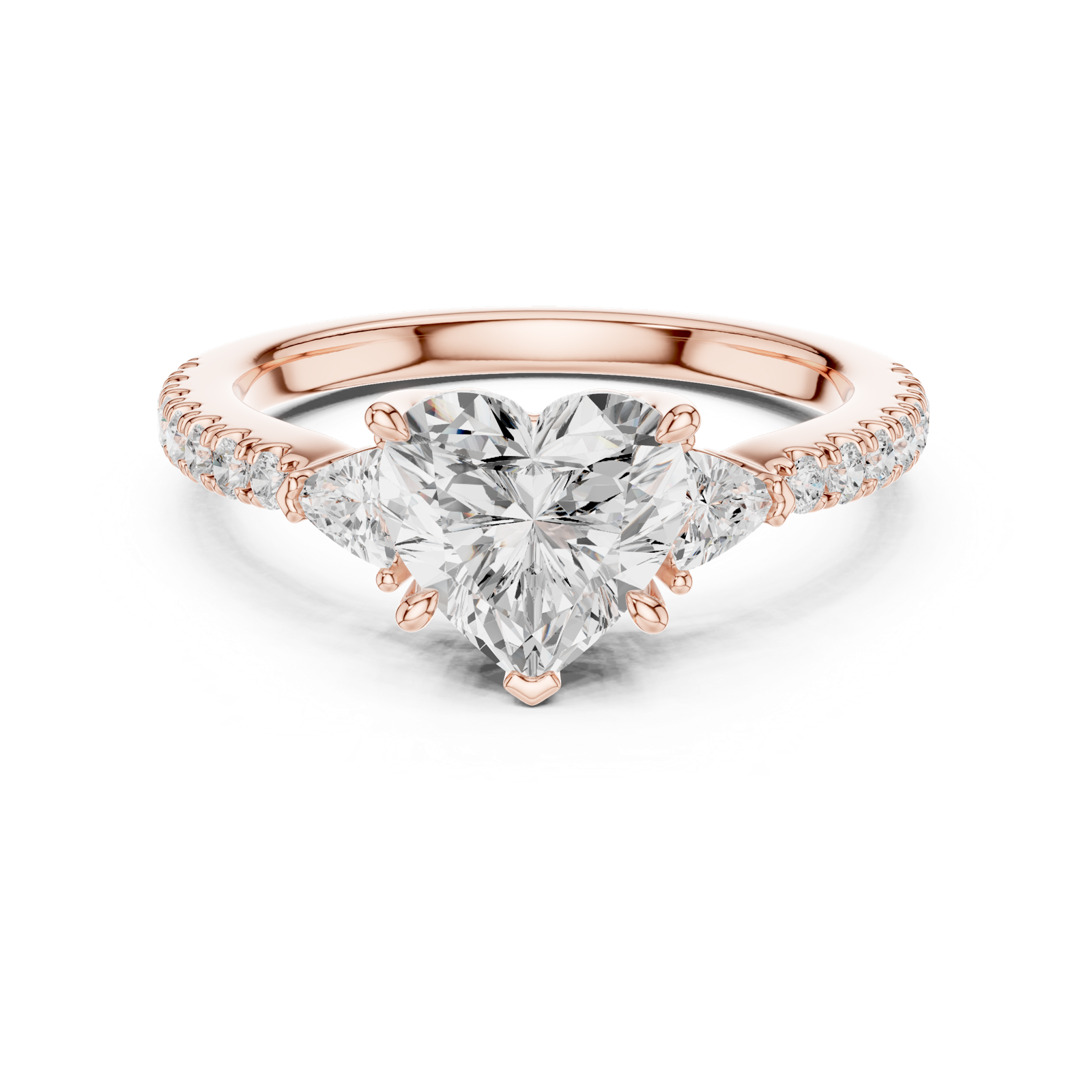 Gold Ring, Heart center stone, Rose Gold, view 4