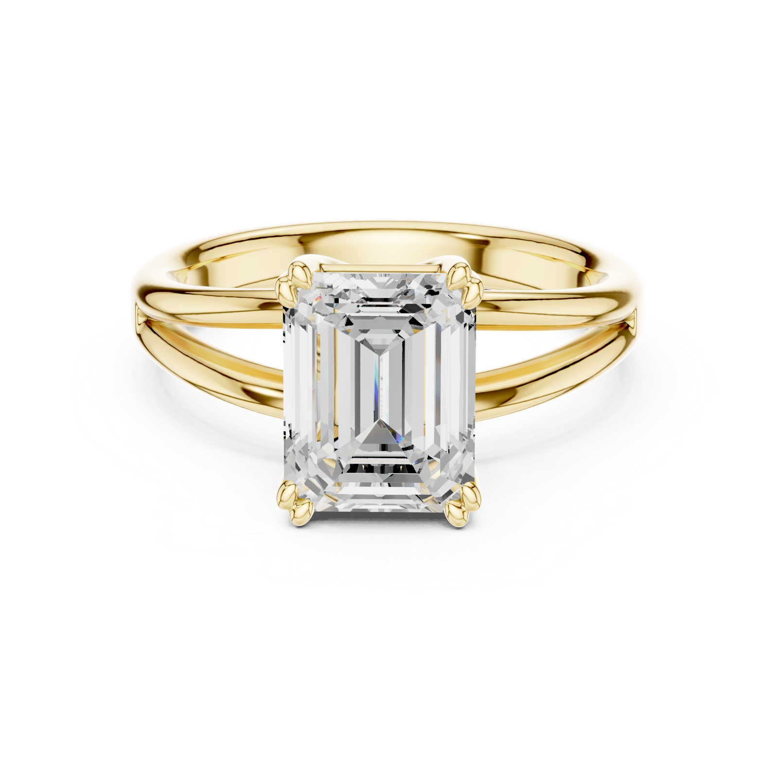 Gold Jewelry L36-7, Emerald center stone, Yellow Gold, view 4