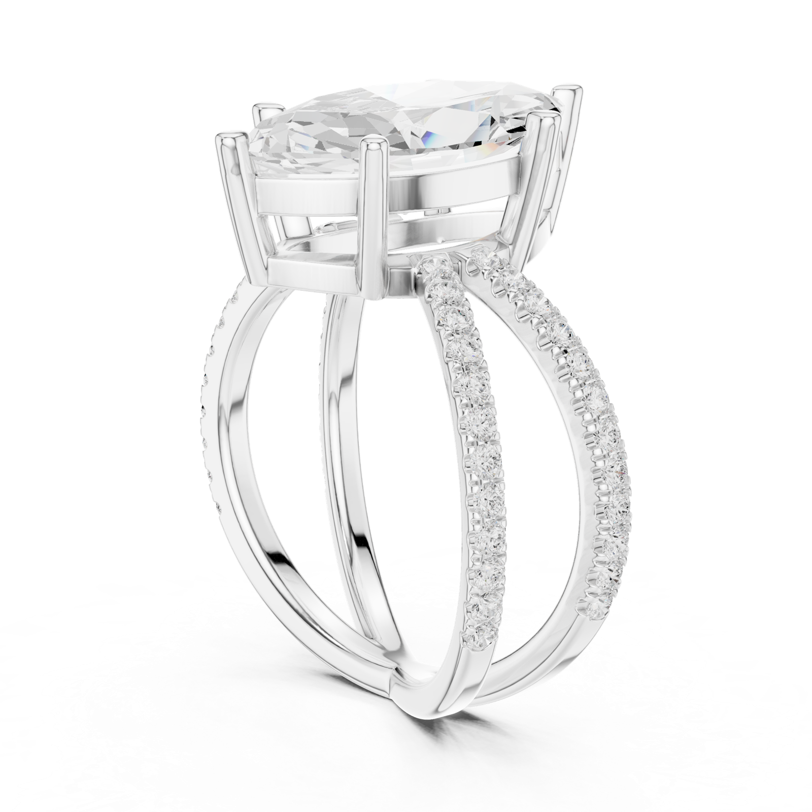 Gold Jewelry L36-25, Marquise center stone, White Gold, view 1