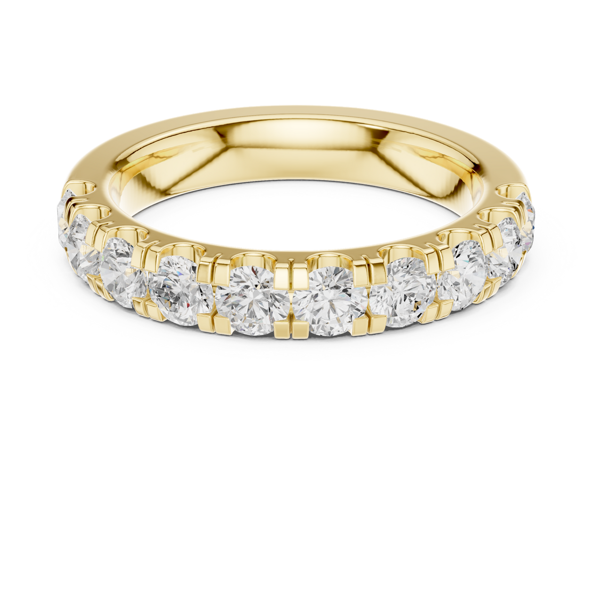 14K Solid Gold Lab Diamond Eternity Ring, Yellow Gold