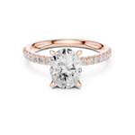 Gold Ring DDLR-256, Oval center stone, Rose Gold, view 4