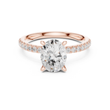 Gold Ring DDLR-256, Oval center stone, Rose Gold, view 4