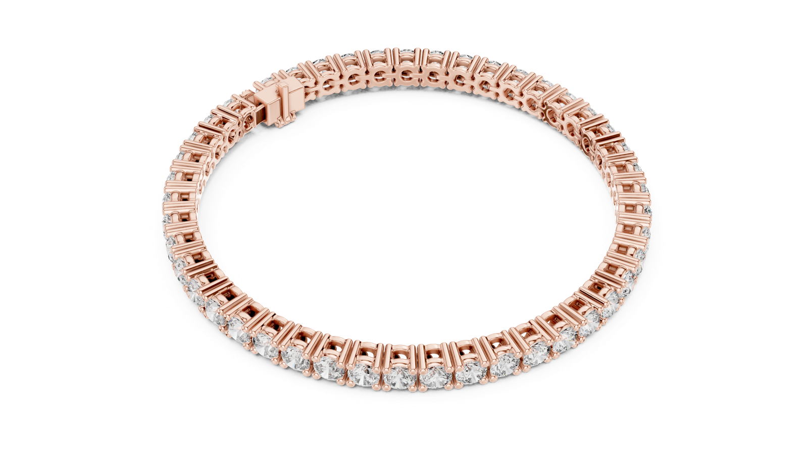 14K Solid Gold Lab Diamond Bracelet, Rose Gold, view 2
