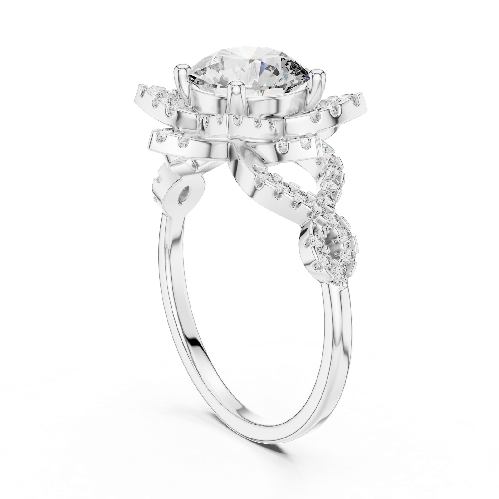 Gold Ring DDLR-061, White Gold, view 1