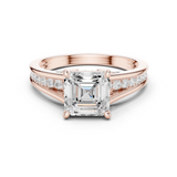 Gold Ring, Asscher center stone, Rose Gold