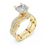 Gold Ring, Heart center stone, Yellow Gold, view 2