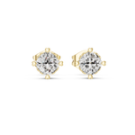 14K Solid Gold Lab Diamond Halo Earrings, Yellow Gold
