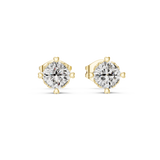 14K Solid Gold Lab Diamond Halo Earrings, Yellow Gold