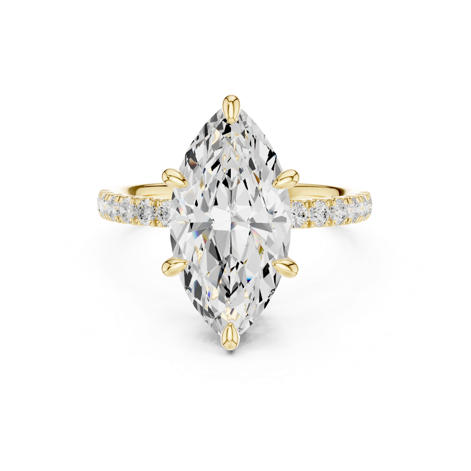 Gold Ring DDLR-259, Marquise center stone, Yellow Gold, view 4
