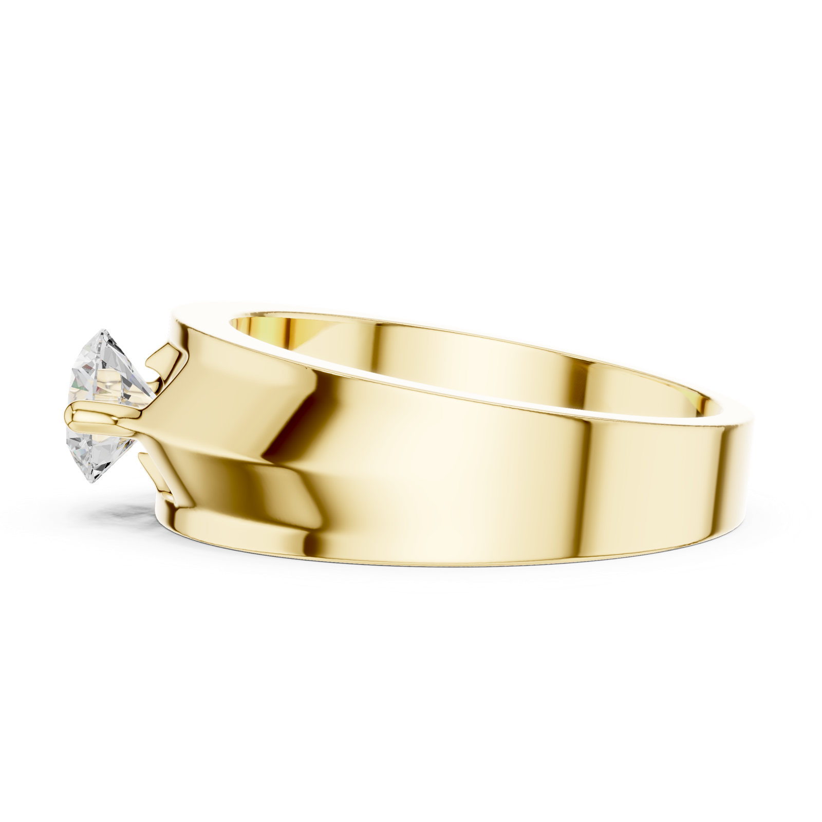 14K Solid Gold Lab Diamond Solitaire Ring, Yellow Gold, view 3