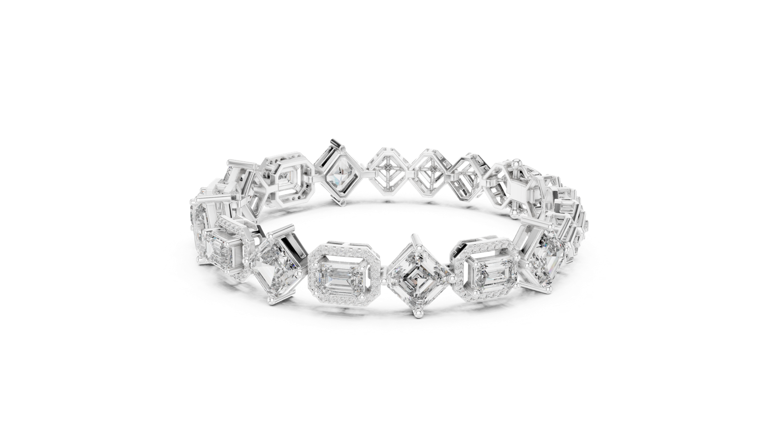 14K Solid Gold Lab Diamond Bracelet, White Gold, view 1