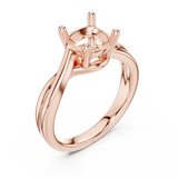 Gold Twisted Band Solitaire Engagement Ring, Cushion center stone, Rose Gold, view 2