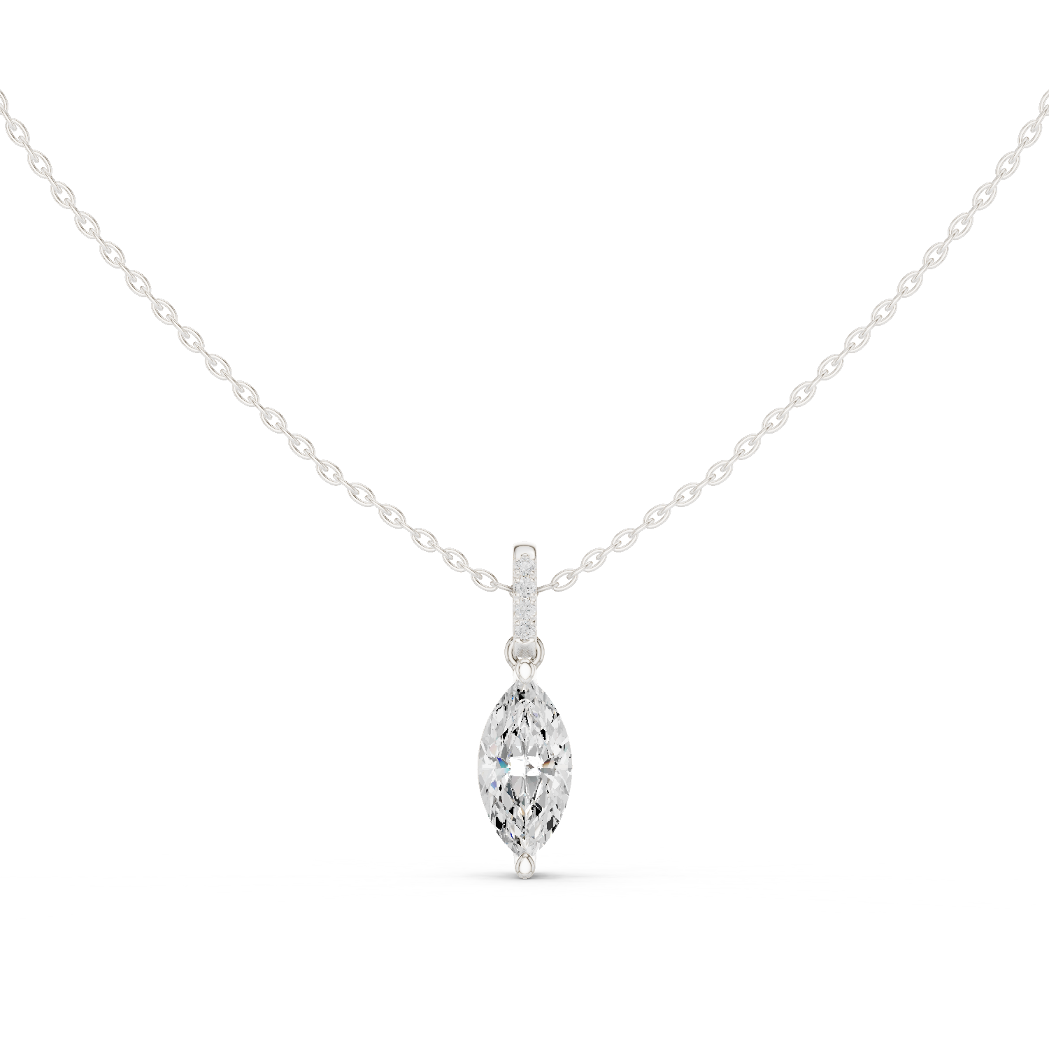 Gold Jewelry DDPO-009, Marquise center stone, White Gold