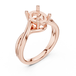 Gold Twisted Band Solitaire Engagement Ring, Oval center stone, Rose Gold, view 2