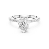 Gold Ring DDLR-040, Pear center stone, White Gold, view 4