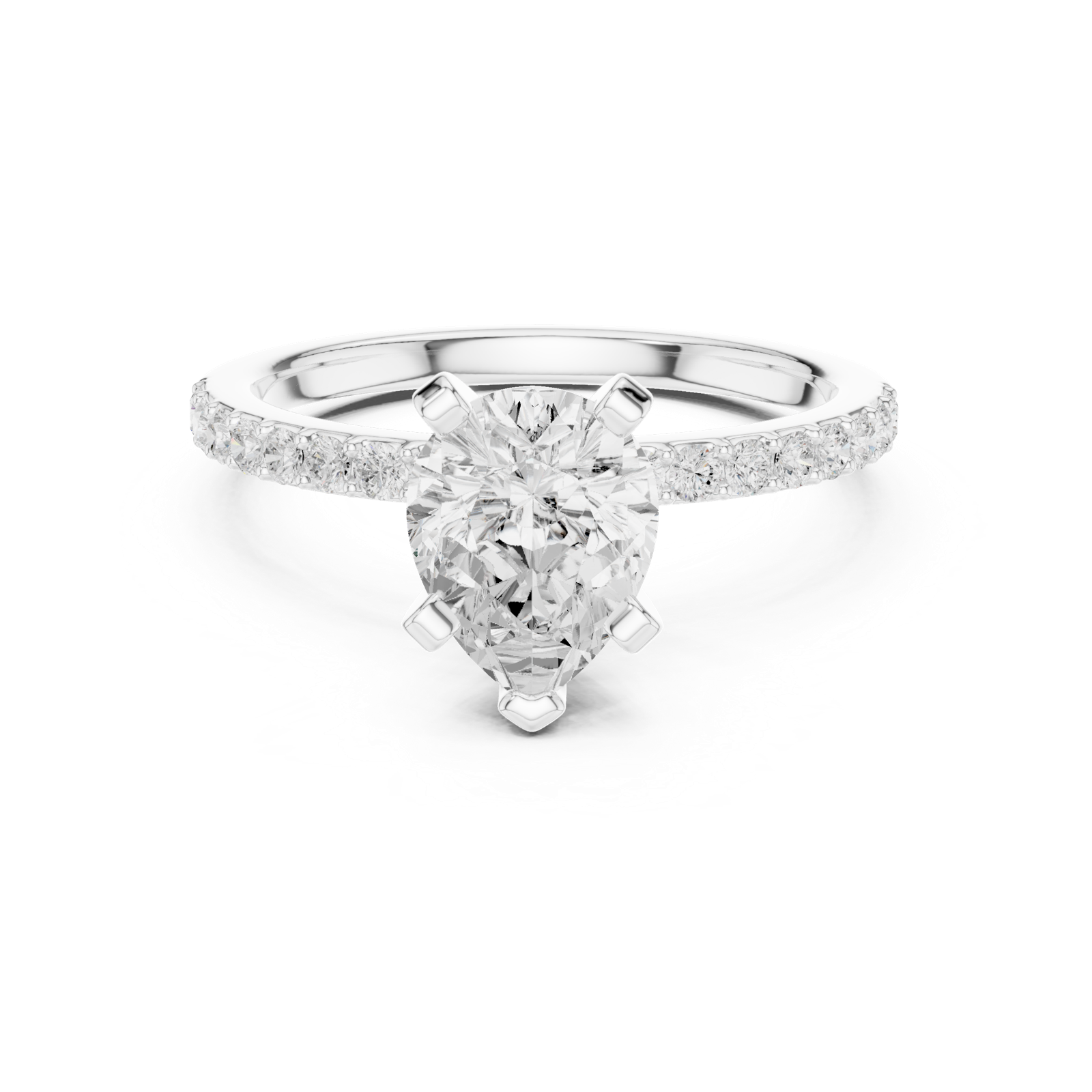 Gold Ring DDLR-040, Pear center stone, White Gold, view 4
