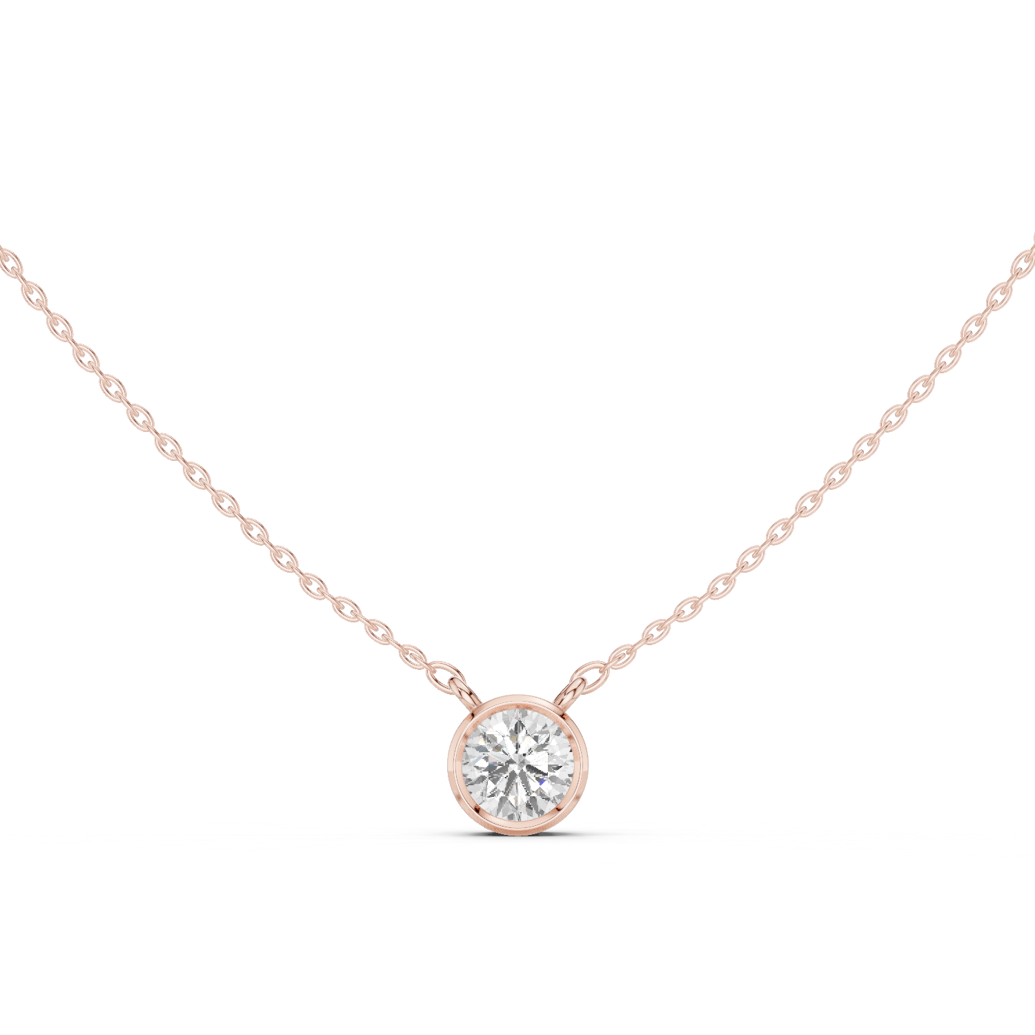 Gold Jewelry DDPS-001, Round center stone, Rose Gold