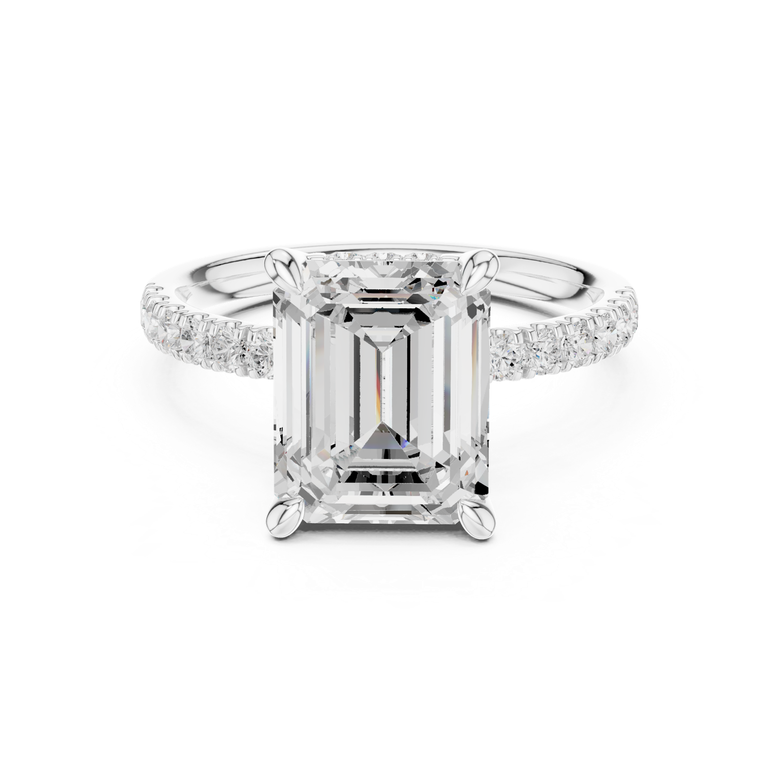 Gold Ring DDLR-259, Emerald center stone, White Gold, view 4