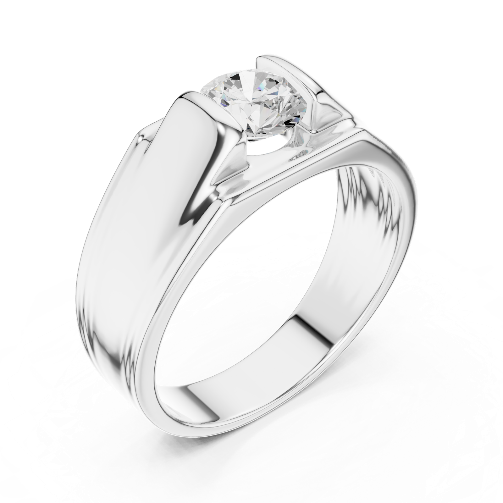 Gold Men's Ring GGR-0023, White Gold, view 2