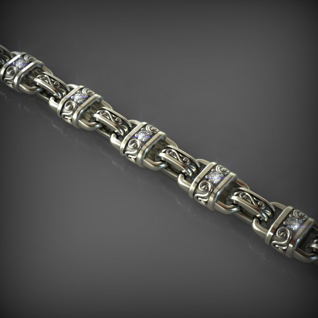 14K Solid Gold Men's Diamond Chain Necklace, Yellow Gold