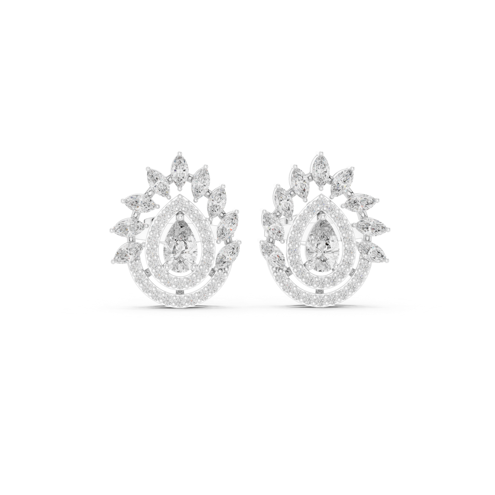 Gold Earrings AGDER-298, White Gold, view 4