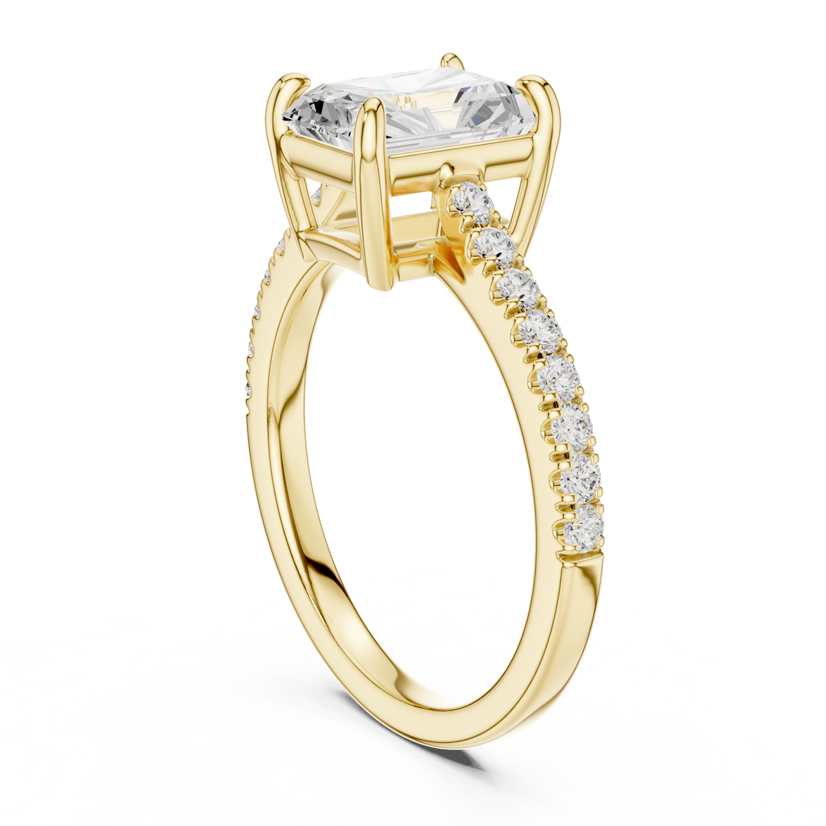 14K Solid Gold Lab Diamond Solitaire Ring, Yellow Gold, view 1